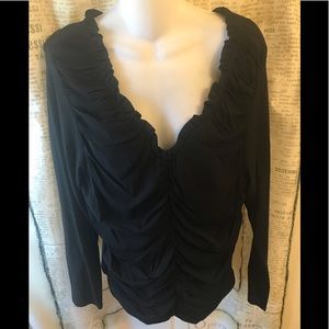 EUC-Venezia Black Shirred Shirt-18/20
